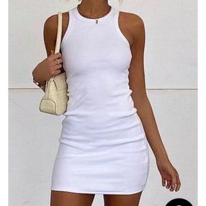 Pink White Fox ribbed mini dress!